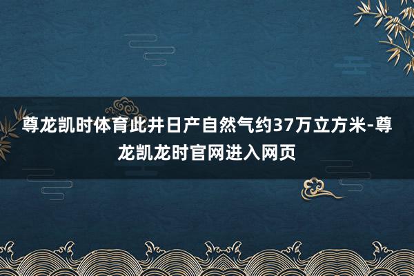 尊龙凯时体育此井日产自然气约37万立方米-尊龙凯龙时官网进入网页