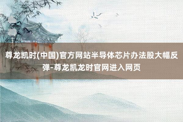 尊龙凯时(中国)官方网站半导体芯片办法股大幅反弹-尊龙凯龙时官网进入网页