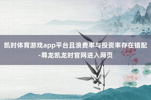 凯时体育游戏app平台且浪费率与投资率存在错配-尊龙凯龙时官网进入网页