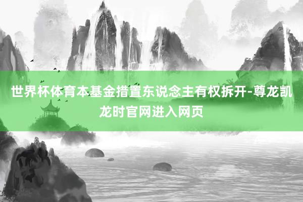 世界杯体育本基金措置东说念主有权拆开-尊龙凯龙时官网进入网页