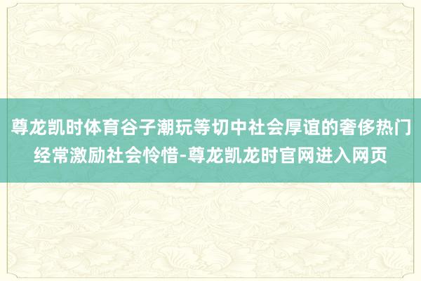 尊龙凯时体育谷子潮玩等切中社会厚谊的奢侈热门经常激励社会怜惜-尊龙凯龙时官网进入网页