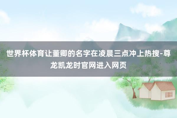 世界杯体育让董卿的名字在凌晨三点冲上热搜-尊龙凯龙时官网进入网页